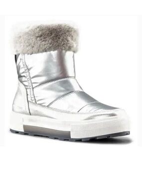 Cougar Silver Metallic Fur-Trim Ankle Boot